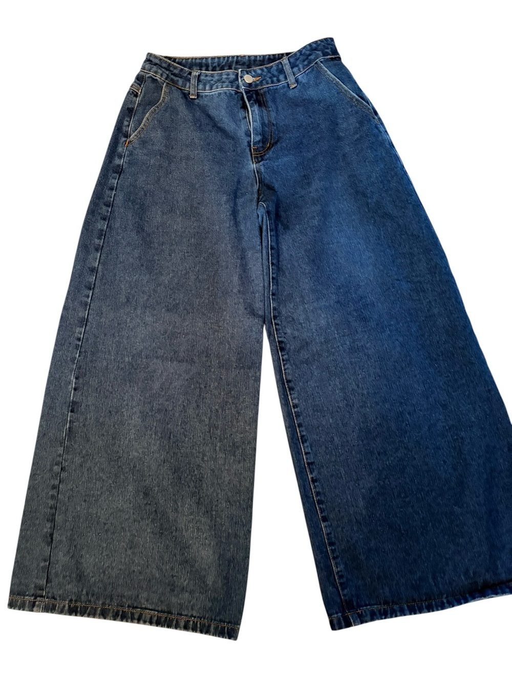 Cider Two-Tone Wide Leg Mid-Rise Jeans - Blue (#2)